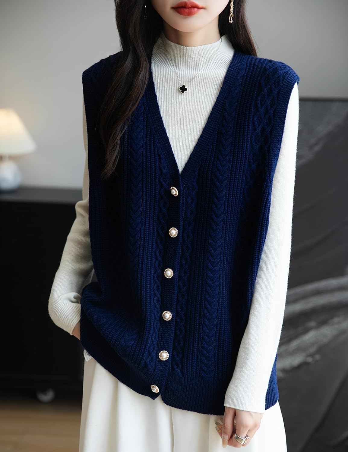 Gilet Uomo In Maglia Con 15% Lana - Cardigan Senza Manice, Bottoni, Spessore Invernale, Per Autunno/inverno