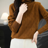 Chanyarn femenino suéter de lana 100% merino 2025 otoño invierno tortuga sólida de manga larga jersey de manga de manga larga