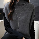 Women's Merino Wool Oversized Sweater Vest 2025 Fall Winter Casual Loose Turtleneck Sleeveless Knit Pullover Sweater