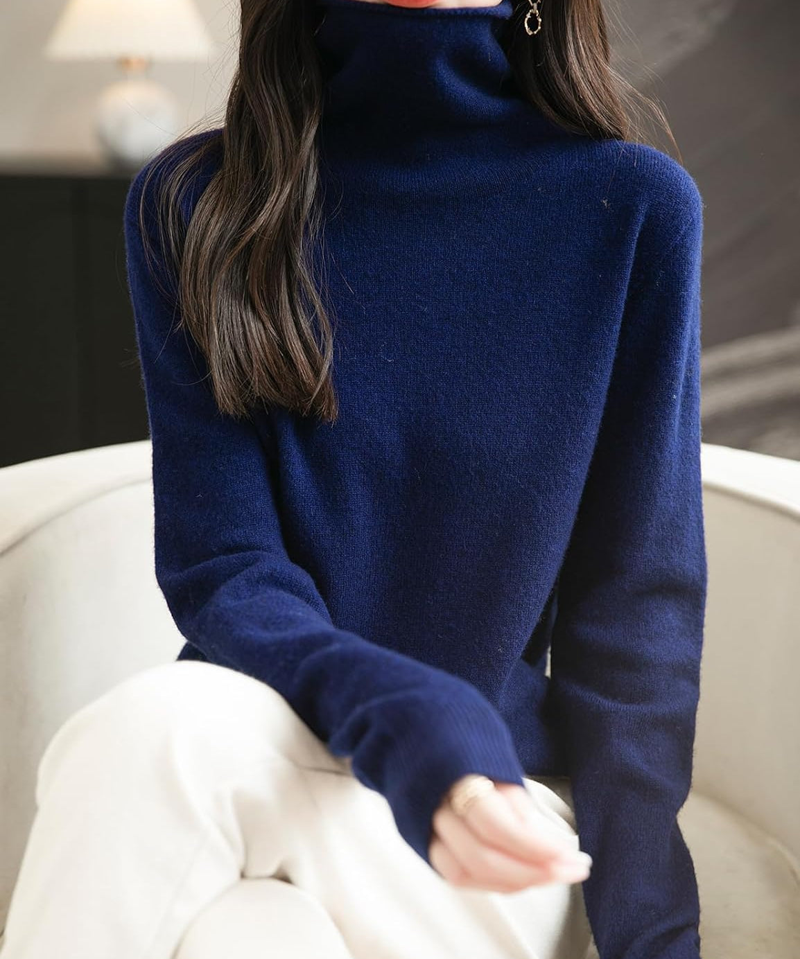 Chanyarn Women's 100% Merino Wool Seamless Sweater Turtleneck First-Line Ready to Wear Long Sleeve Knitted Pullover Tops