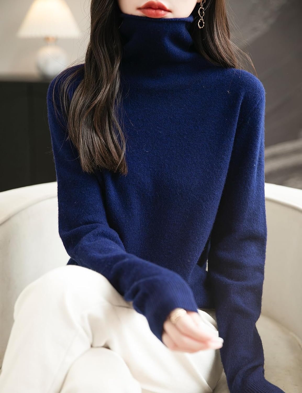 100% Merino Wool Seamless Turtleneck Sweater