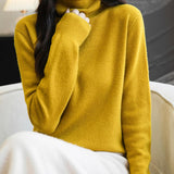 Chanyarn Women's100％メリノウールシームレスセータータートルネックファーストライン長いスリーブニットプルオーバートップを着用する準備ができています
