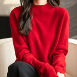 Chanyarn Women's 100% Merino Wool Seamless Sweater Mock Neck First-Line Ready to Wear Long Sleeve Knitted Pullover Tops
