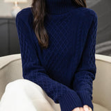 Chanyarn Women's 100% Merino Wool Turtleneck Sweater 2025 Fall Winter Vintage Cable Warm Soft Long Sleeve Knit Sweater