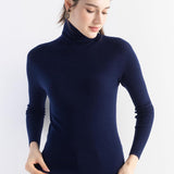 Women's Merino Wool Sweater Fall Winter Turtleneck Rib Long Sleeve First-Line Ready to Wear Seamless Knit Sweater