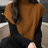 Women's 100% Merino Wool Sweater Vest 2025 Fall Winter Casual Turtleneck Sleeveless Knit Sweater Tank Tops