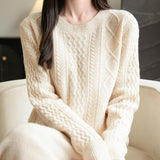 Chanyarn Women's Crew Neck 100% Merino Wool Sweater 2025 Otoño Invierno Cable Cable de manga larga suave suave suéter de manga larga