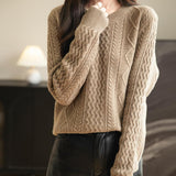 Chanyarn Women's Crew Neck 100% Merino Wool Sweater 2025 Otoño Invierno Cable Cable de manga larga suave suave suéter de manga larga