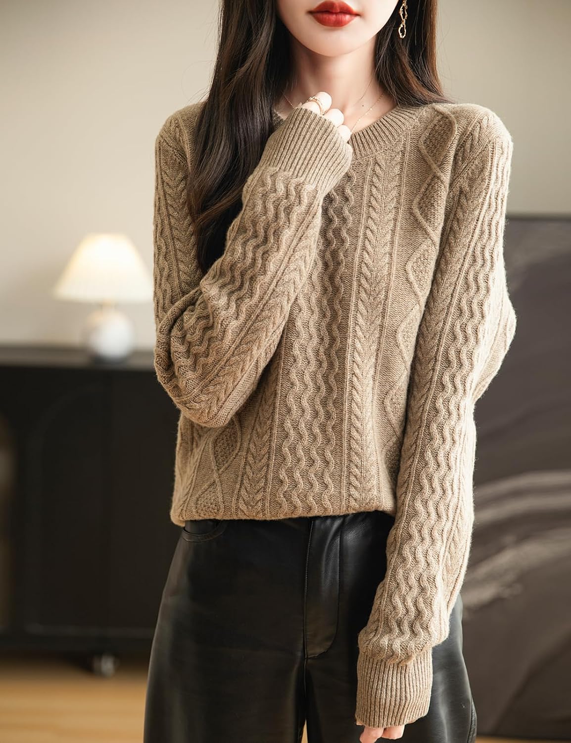 Chanyarn Women's Crew Neck 100% Merino Wool Sweater 2025 Otoño Invierno Cable Cable de manga larga suave suave suéter de manga larga