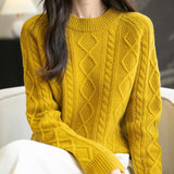 Chanyarn Pull à laine de mérinos de Chanyarn 2025 Automne d'hiver Casual Crewneck à manches longues Câble vintage Pull en tricot