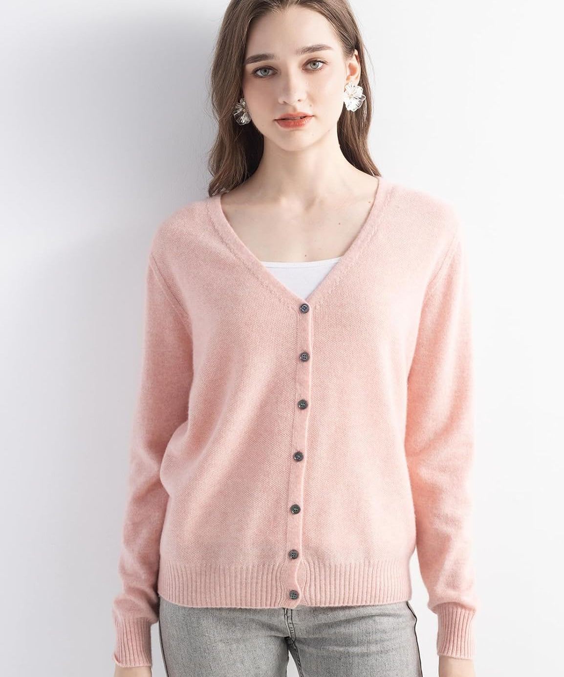 Mongolian V-Neck Knitted Cashmere Cardigan