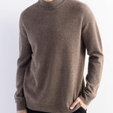 Men's 100% Merino Wool Sweater 2025 Fall Winter First-Line Ready to Wear Mock Neck Long Sleeve Seamless Knit Sweater