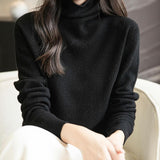 Chanyarn Women's100％メリノウールシームレスセータータートルネックファーストライン長いスリーブニットプルオーバートップを着用する準備ができています