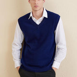 Men's 100% Merino Wool Sweater Vest 2025 Fall Winter Casual Solid V Neck Soft Sleeveless Knitted Sweater Vest