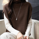 Women's Merino Wool Oversized Sweater Vest 2025 Fall Winter Casual Loose Turtleneck Sleeveless Knit Pullover Sweater