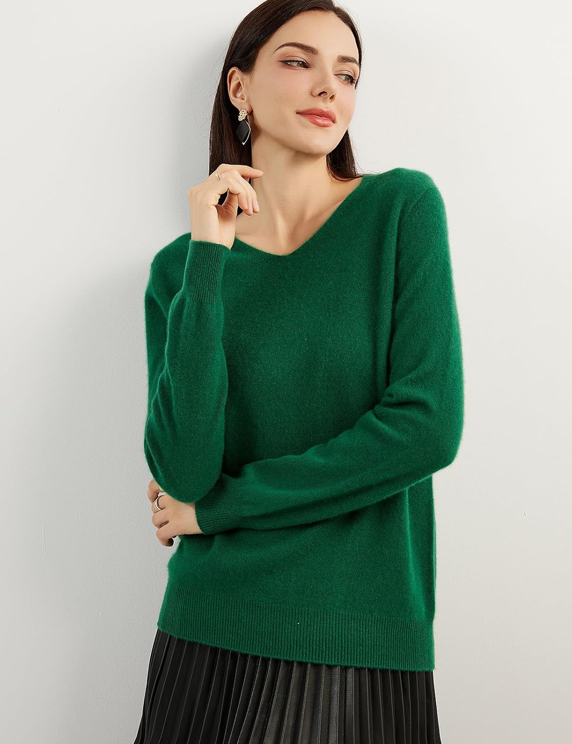 Chanyarn 100% Pure Cashmere Women's Sweater V-Neck Long Sleeve 2025 Fall Winter Warm Soft Knit Pullover