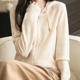 Cardigan de munición larga de manga larga de manga larga de lana 100% merino