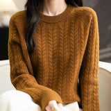 Chanyarn Women's Crew Neck 100% Merino Wool Sweater 2025 Otoño Invierno Cable Vintage Capas de manga larga cálida
