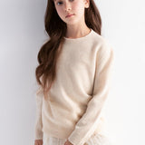 Girls 100% Merino Wool Sweater Fall Winter First-Line Ready to Wear Crewneck Long Sleeve Seamless Knit Sweater