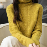 Chanyarn Women's 100% Merino Wool Turtleneck Sweater 2025 Fall Winter Long Sleeve Solid Cable Knitted Pullover Sweater