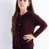 Girls 100% Merino Wool Cardigan Fall Winter First-Line Ready to Wear Crewneck Long Sleeve Seamless Sweater