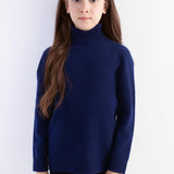 Girls 100% Merino Wool Sweater Fall Winter First-Line Ready to Wear Turtleneck Long Sleeve Seamless Pullover