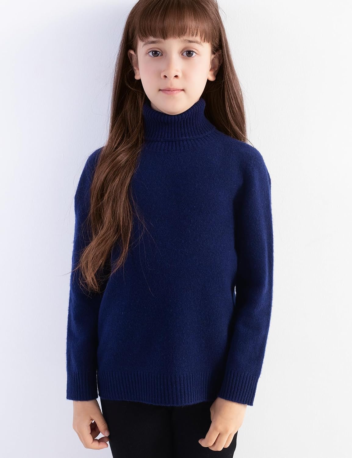 Girls 100% Merino Wool Sweater Fall Winter First-Line Ready to Wear Turtleneck Long Sleeve Seamless Pullover