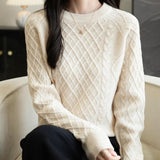 Chanyarn Women's Crew Neck 100% Merino Wool Sweater 2025 Otoño Invierno Clásico Vintage Cable Vintage Cálido de manga larga Sétera de manga larga