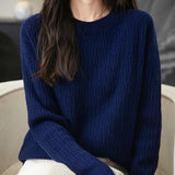Chanyarn Women's 100% Merino Wool Crew Neck Sweater 2025 Fall Winter Casual Solid Long Sleeve Warm Soft Knitted Sweater