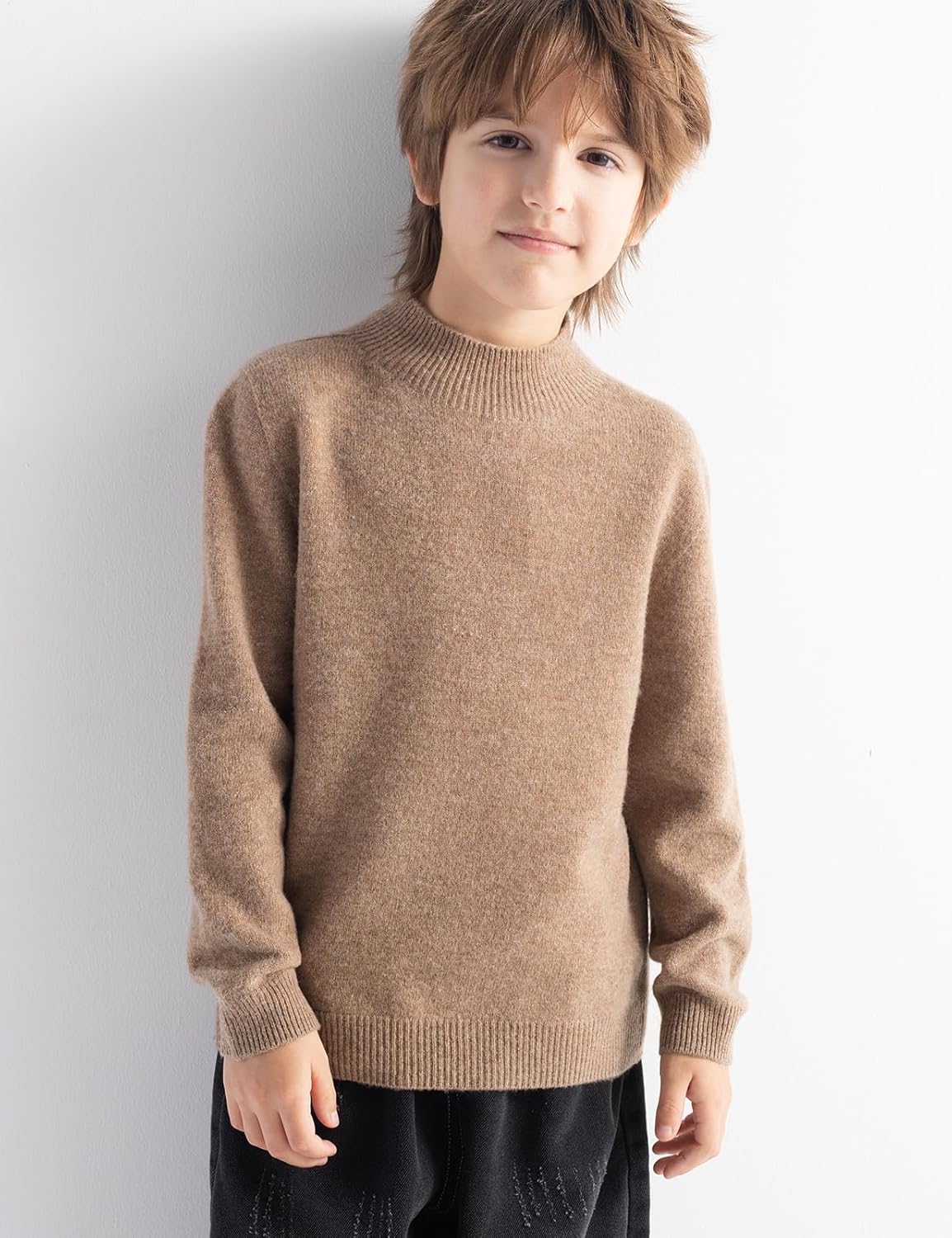 Boys and Girls 100% Merino Wool Mock Neck Sweater