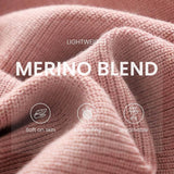 Women's Merino Wool Hoodies 2025 Fall Winter Casual Crewneck Sweatshirt Long Sleeve Knitted Sweater with Drawstring