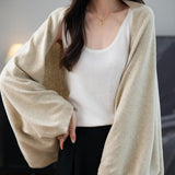 Women's Merino Wool Blend Oversized Cardigan Sweater 2025 Fall Winter Fashion Casual Batwing Sleeve Knit Cardigan
