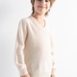 Boy's 100% Merino Wool Sweater 2025 Fall Winter First-Line Ready to Wear V Neck Long Sleeve Seamless Knit Sweater