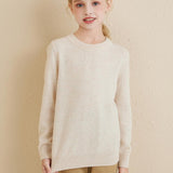 Chanyarn Girls 100% Merino Wool Sweater 2025 Fall Winter Kids Solid Crew Neck Warm Soft Long Sleeve Knit Pullover Jumper