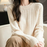 Chanyarn Women's Crew Neck 100% Merino Wool Sweater 2025 Otoño Invierno Cable Vintage Capas de manga larga cálida