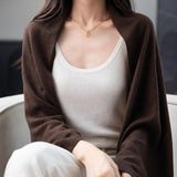 Women's Merino Wool Blend Oversized Cardigan Sweater 2025 Fall Winter Fashion Casual Batwing Sleeve Knit Cardigan