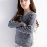 Girls 100% Merino Wool Sweater Fall Winter First-Line Ready to Wear Crewneck Long Sleeve Seamless Knit Sweater