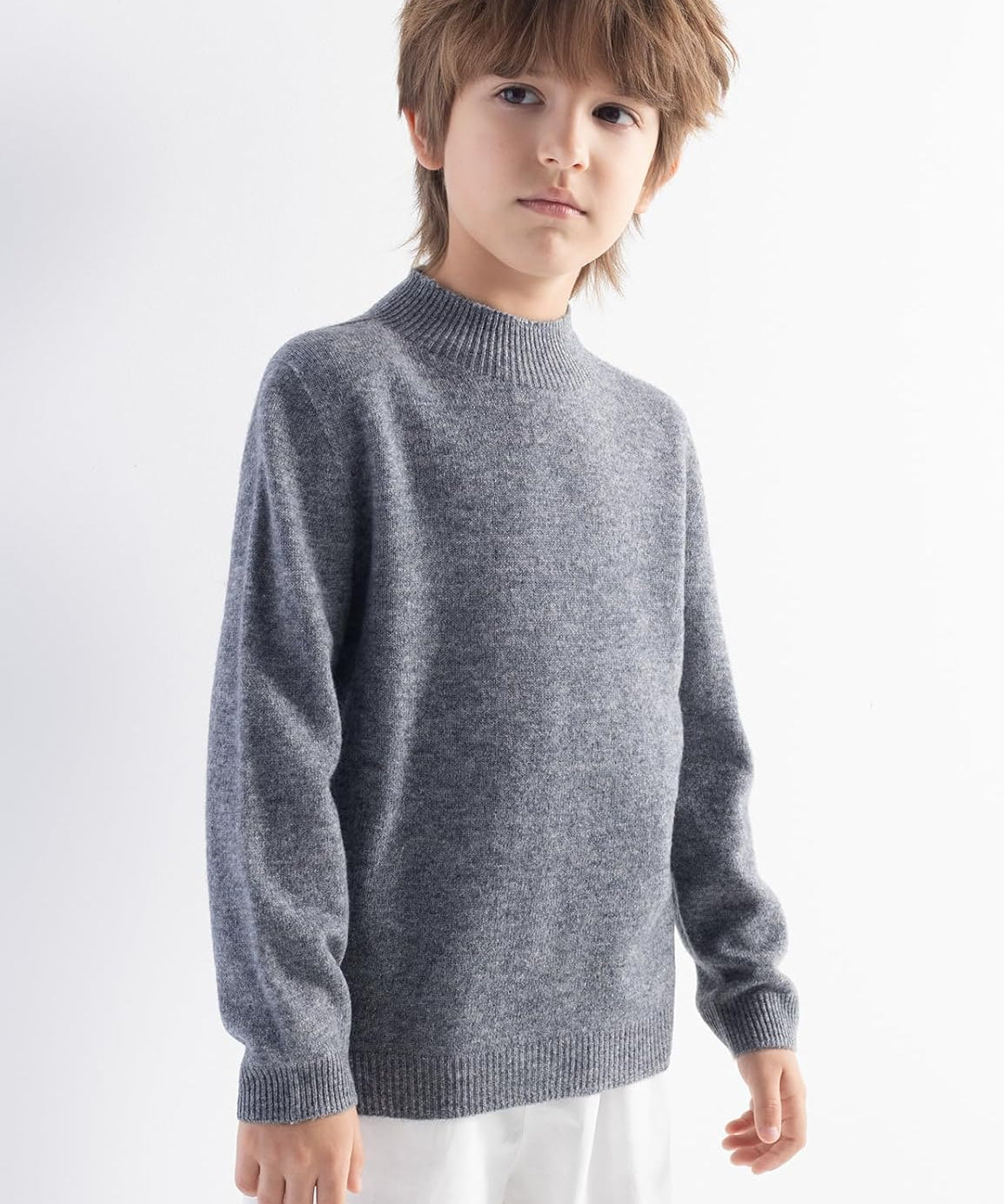 Boys and Girls 100% Merino Wool Mock Neck Sweater