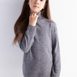 Girls 100% Merino Wool Sweater Fall Winter First-Line Ready to Wear Turtleneck Long Sleeve Seamless Pullover