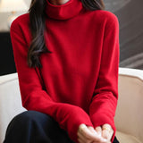 Chanyarn Women's100％メリノウールシームレスセータータートルネックファーストライン長いスリーブニットプルオーバートップを着用する準備ができています