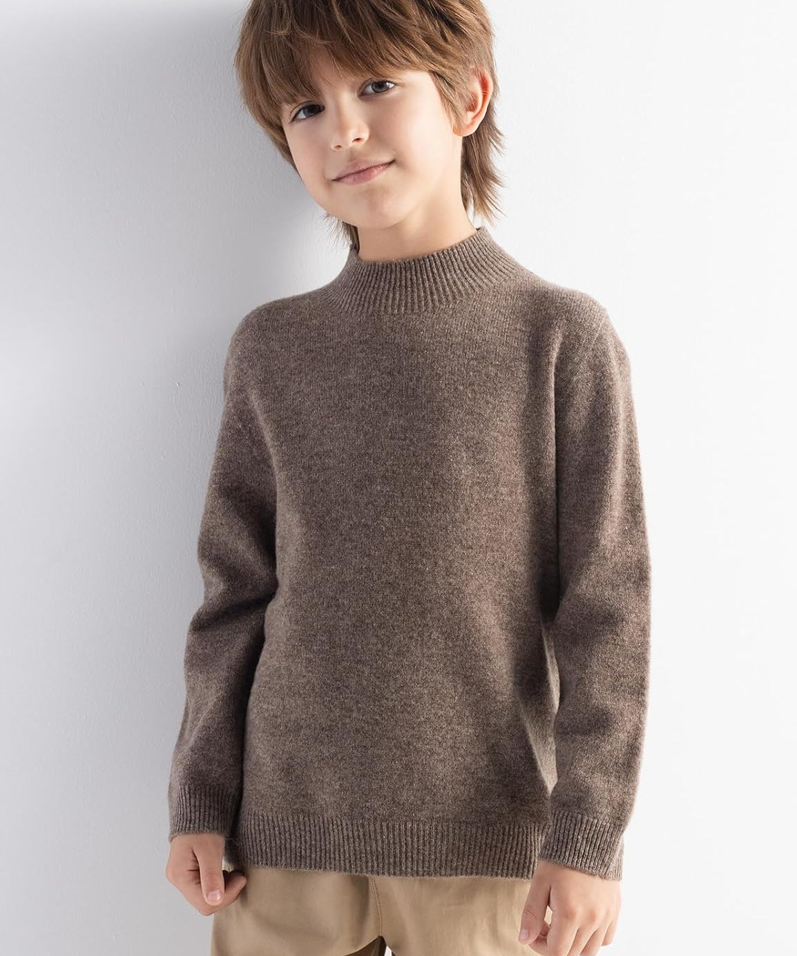 Boys and Girls 100% Merino Wool Mock Neck Sweater