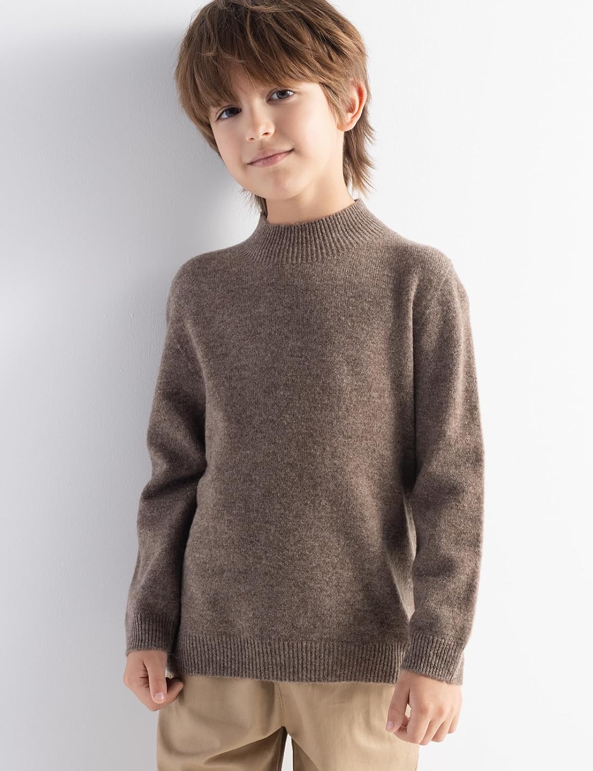 Boys and Girls 100% Merino Wool Mock Neck Sweater