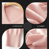 Women's Merino Wool Sweater 2025 Fall Winter V Neck Long Sleeve First-Line Ready to Wear Seamless Knit Sweater