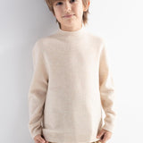 Boys 100% Merino Wool Sweater 2025 Fall Winter First-Line Ready to Wear Mock Neck Long Sleeve Seamless Knit Sweater