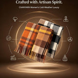 100% Merino Wool Scarf Fall Winter Plaid Ultra-Soft