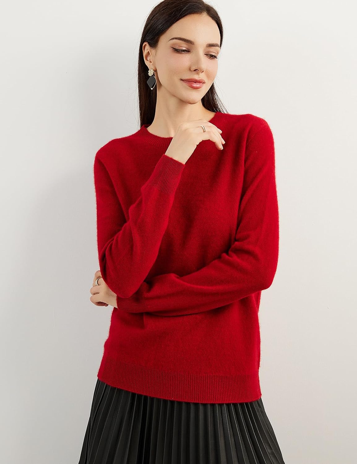 Women's 100% Pure Cashmere Sweater 2025 Fall Winter Crew Neck Long Sleeve Warm Soft Knitted Pullover