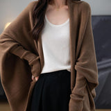 Women's Merino Wool Oversized Cardigan 2025 Fall Winter Open Front Batwing Sleeve Rib Knit Slouchy Cardigan Sweater