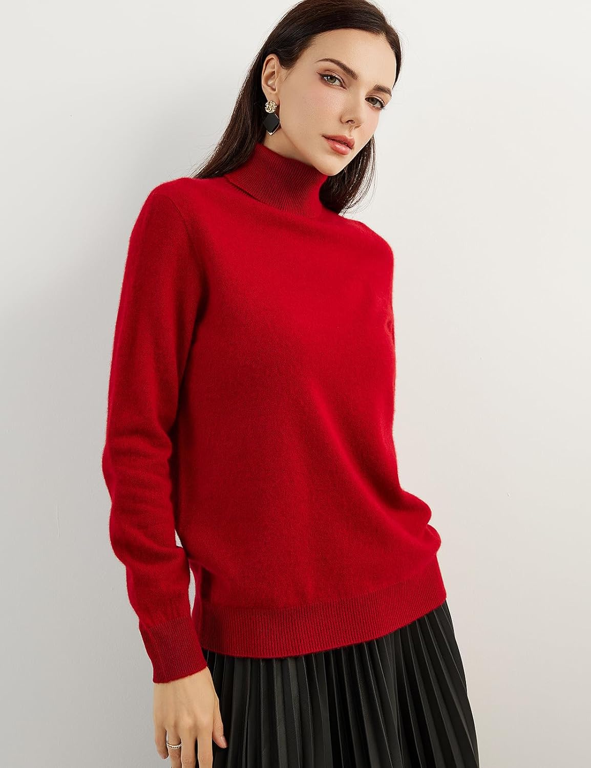 Women's 100% Pure Cashmere Sweater Turtleneck Long Sleeve Warm Soft 2025 Fall Winter Knit Pullover