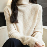 Chanyarn Women's 100% Merino Wool Séter 2025 Otoño Invierno Moda Turtleneck Cable de manga larga Cabina de cable Copas
