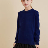Chanyarn Girls 100% Merino Wool Sweater 2025 Fall Winter Kids Solid Crew Neck Warm Soft Long Sleeve Knit Pullover Jumper